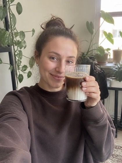 Cup of mushroom-infused tea with Lion's Mane, Cordyceps, and Reishi